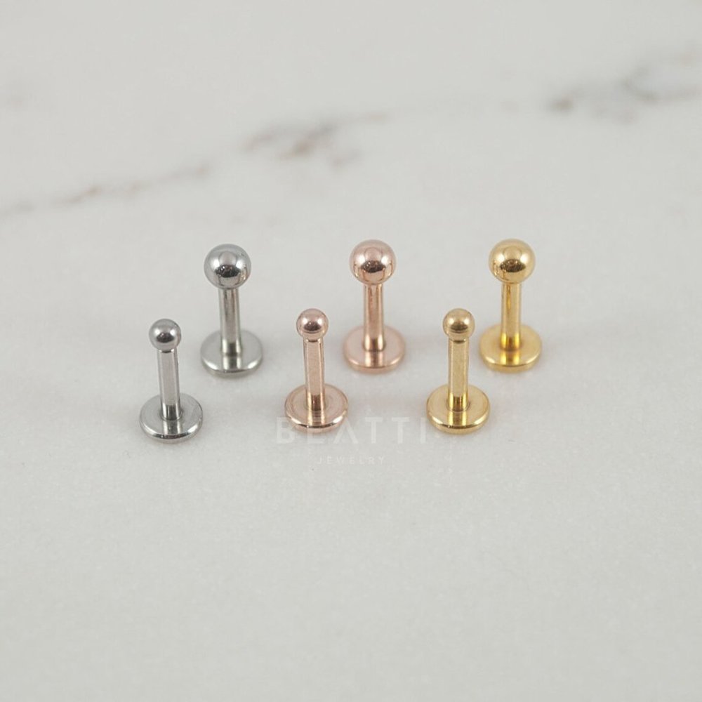 16G Labret, Gold Titanium Surgical Steel Ball, Tragus Earring, Forward Helix~NEW